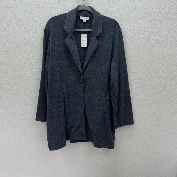 Weekend Suzanne Betro One Button Knit Collared Blazer w Pockets Womens sz 2X NEW - Picture 1 of 7